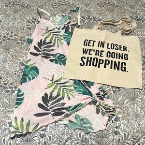 Tropical Leaf Print Swim Coverup